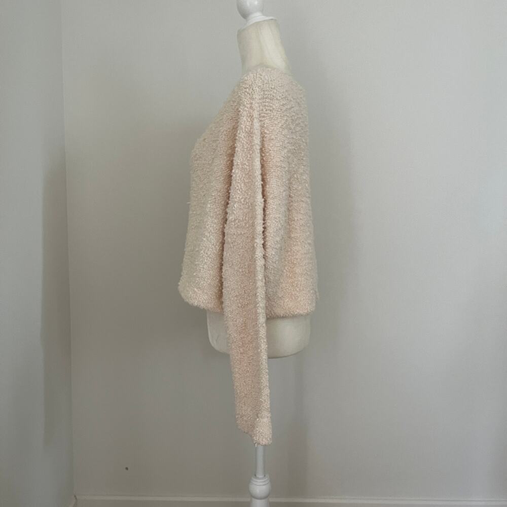 Free People Popcorn Cropped V-Neck Sweater Cream Small - Picture 7 of 10